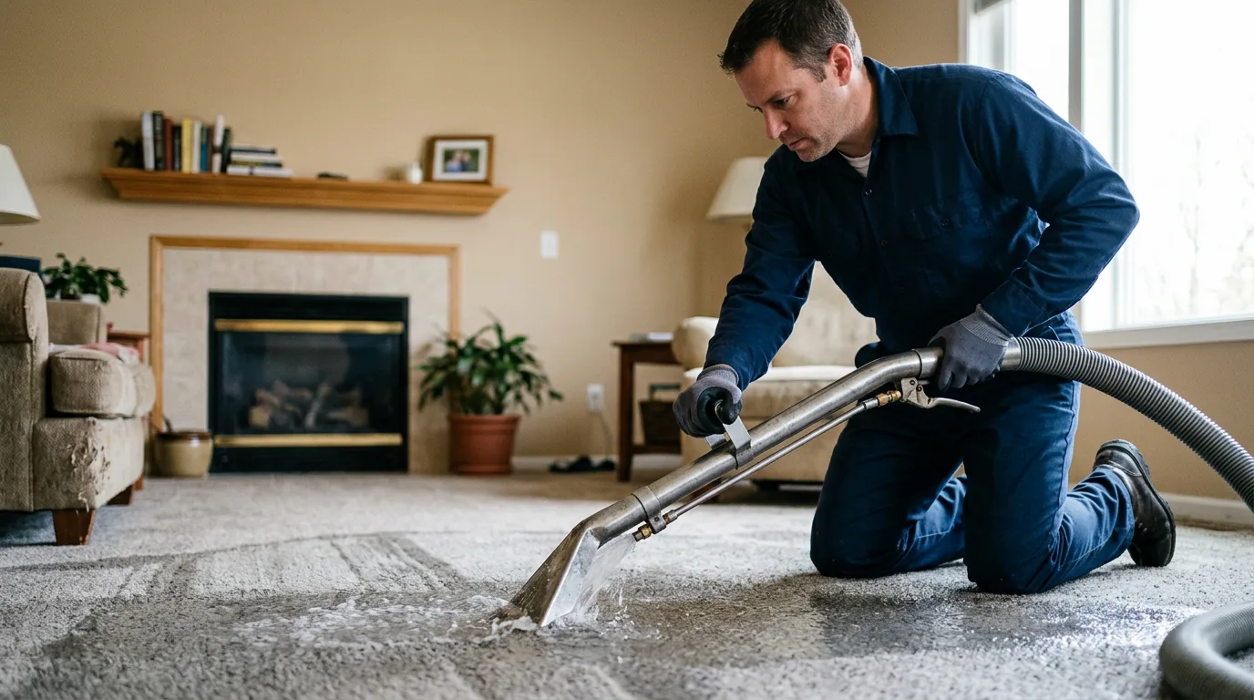 Water damage restoration technician working near Cathedral City, CA